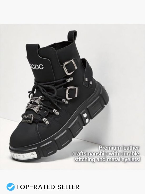 Men\'s Goth Combat Punk Ankle Boots Platform Lace-Up Side Zipper Chunky Sole main image 5